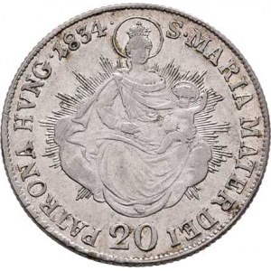 František II., 1792 - 1835, 20 Krejcar 1834 B - s madonou, Kremnica, 6.644g,