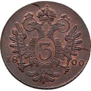 František II., 1792 - 1835, Cu 3 Krejcar 1800 B, Kremnica, 8.884g, vada materiálu