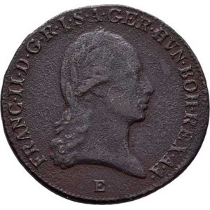 František II., 1792 - 1835, Cu 3 Krejcar 1800 E, Karlovský Bělehrad, 7.378g,