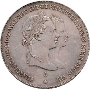 Konvenční měna, údobí let 1848 - 1857, 1/2 Tolar 1854 A, Vídeň - svatební, 13.041g, hr.,