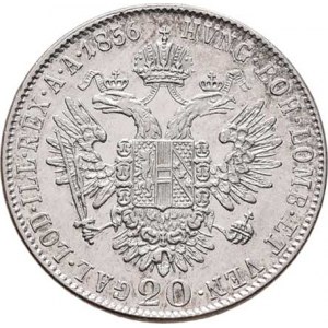 Konvenční měna, údobí let 1848 - 1857, 20 Krejcar 1856 B - hlava zprava, 4.337g, nep.hr.,