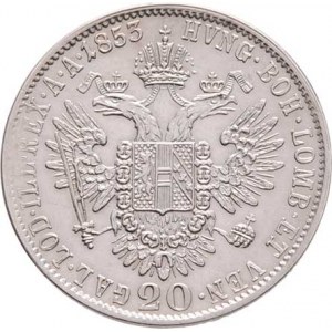 Konvenční měna, údobí let 1848 - 1857, 20 Krejcar 1853 C - hlava zprava, 4.302g, nep.hr.,