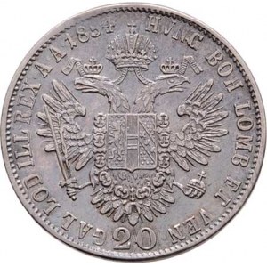 Konvenční měna, údobí let 1848 - 1857, 20 Krejcar 1854 C, 4.299g, nep.hr., nep.rysky,