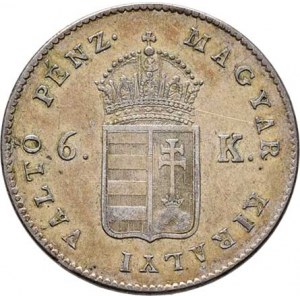 Konvenční měna, údobí let 1848 - 1857, 6 Krejcar 1849 NB, 2.463g, nep.hr., dr.rysky, patina