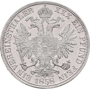 Rakouská a spolková měna, údobí let 1857 - 1892, Tolar spolkový 1858 A, 18.529g, nep.hr., nep.rysky