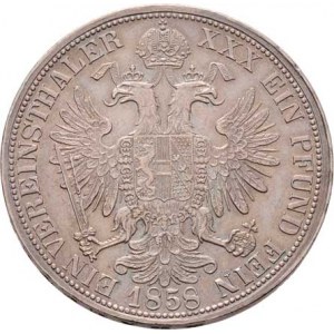 Rakouská a spolková měna, údobí let 1857 - 1892, Tolar spolkový 1858 A, 18.478g, nep.hr., nep.rysky