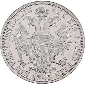 Rakouská a spolková měna, údobí let 1857 - 1892, Tolar spolkový 1865 A, 18.516g, nep.hr., dr.rysky,