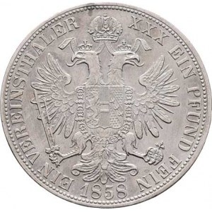 Rakouská a spolková měna, údobí let 1857 - 1892, Tolar spolkový 1858 B, 18.467g, nep.stopa po oušku