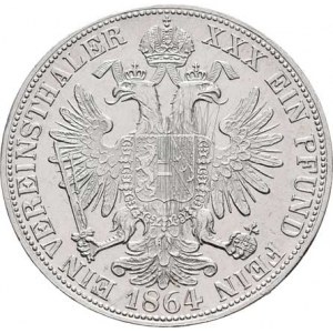 Rakouská a spolková měna, údobí let 1857 - 1892, Tolar spolkový 1864 B, 18.489g, nep.hr., dr.rysky,