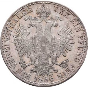 Rakouská a spolková měna, údobí let 1857 - 1892, Tolar spolkový 1866 B, 18.502g, nep.hr., nep.rysky