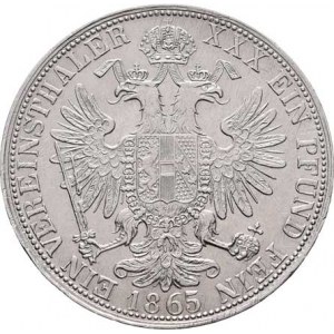 Rakouská a spolková měna, údobí let 1857 - 1892, Tolar spolkový 1865 E, 18.482g, nep.just., nep.hr.