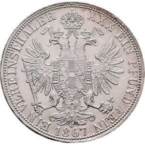 Rakouská a spolková měna, údobí let 1857 - 1892, Tolar spolkový 1867 E, 18.528g, nep.just., nep.hr.