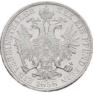 Rakouská a spolková měna, údobí let 1857 - 1892, Tolar spolkový 1858 V, 18.425g, hr., rysky, skvr.