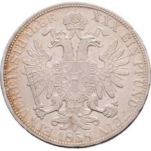 Rakouská a spolková měna, údobí let 1857 - 1892, Tolar spolkový 1858 V, 18.307g, velká vada materiá