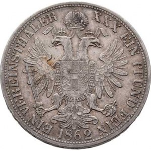 Rakouská a spolková měna, údobí let 1857 - 1892, Tolar spolkový 1862 V, 18.483g, nep.hr., nep.rysky