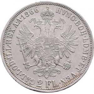 Rakouská a spolková měna, údobí let 1857 - 1892, 2 Zlatník 1866 A, 24.600g, dr.hr., dr.rysky, pěkná