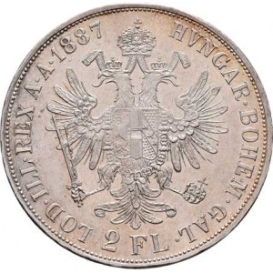 Rakouská a spolková měna, údobí let 1857 - 1892, 2 Zlatník 1887, 24.668g, nep.hr., dr.rysky, pěkná