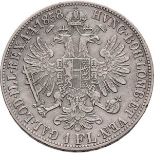 Rakouská a spolková měna, údobí let 1857 - 1892, Zlatník 1858 B, 12.238g, dr.hr., vl.škr., rysky,