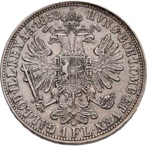 Rakouská a spolková měna, údobí let 1857 - 1892, Zlatník 1858 V, 12.345g, dr.hr., dr.rysky, pěkná