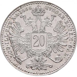 Rakouská a spolková měna, údobí let 1857 - 1892, 20 Krejcar 1868, 2.645g