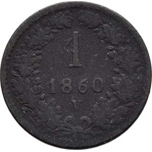 Rakouská a spolková měna, údobí let 1857 - 1892, Krejcar 1860 V, 2.916g, vlas.rysky, patina R!
