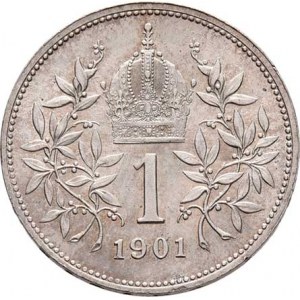 Korunová měna, údobí let 1892 - 1918, Koruna 1901, 4.990g, nep.hr., nep.rysky, krásná
