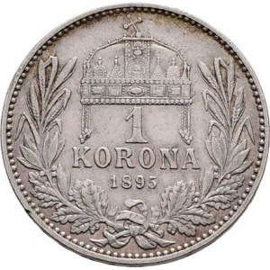 Korunová měna, údobí let 1892 - 1918, Koruna 1895 KB, 4.918g, nep.hr., nep.rysky, pěkná