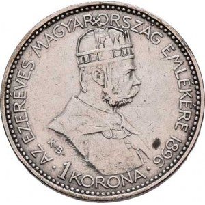 Korunová měna, údobí let 1892 - 1918, Koruna 1896 KB - mileniová, 4.978g, dr.hr., dr.rysky