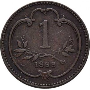 Korunová měna, údobí let 1892 - 1918, Haléř 1899, 1.673g, nep.hr., nep.rysky, nep.vada