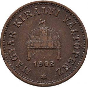 Korunová měna, údobí let 1892 - 1918, Haléř 1903 KB, 1.624g, dr.hr., nep.rysky, pěkná