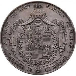 Prusko - král., Friedrich Wilhelm IV., 1840 - 1861, 2 Tolar spolkový 1847 A, Berlín, KM.440 (Ag900)