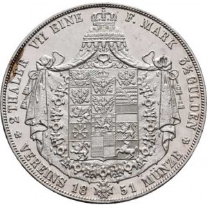 Prusko - král., Friedrich Wilhelm IV., 1840 - 1861, 2 Tolar spolkový 1851 A, Berlín, KM.440.2 (Ag90