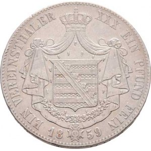 Sasko-Meiningen, Bernhard II., 1821 - 1866, Tolar spolkový 1859, KM.167 (Ag900, pouze 40.000 ks),