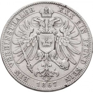 Schwarzburg - Rudolstadt, Albert, 1867 - 1869, Tolar spolkový 1867, Cr.84 (Ag900, pouze 13.000 ks),