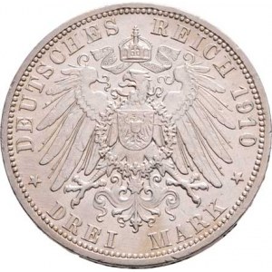 Prusko, Wilhelm II., 1888 - 1918, 3 Marka 1910 A, Berlín, KM.527 (Ag900), 16.658g,