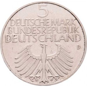 Německo - BRD, 1949 -, 5 Marka 1952 D - Germanisches Museum, KM.113 (Ag625),