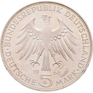 Německo - BRD, 1949 -, 5 Marka 1968 G - Gutenberg, KM.122 (Ag625, 11.20g),