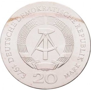 Německo - DDR, 1949 - 1990, 20 Marka 1973 - A.Bebel, KM.46 (Ag800, 100.000 ks),