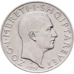 Albánie, Ahmed Zogu I., 1912 - 1939, 2 Frank 1937 R - 25 let vlády, Řím, KM.19 (Ag835),
