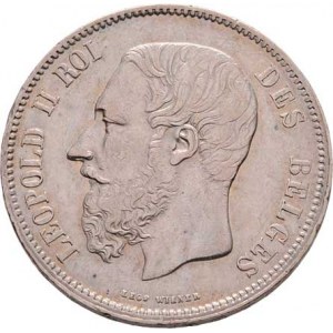 Belgie, Leopold II., 1865 - 1909, 5 Frank 1869, KM.24 (Ag900), 24.956g, dr.hr.,