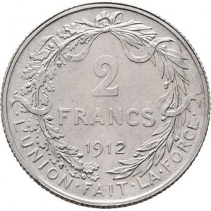 Belgie, Albert I., 1909 - 1934, 2 Frank 1912 - DES BELGES, KM.74 (Ag835), 9.995g,