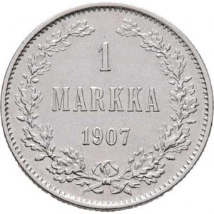 Finsko pod Ruskem, Mikuláš II., 1894 - 1917, Marka 1907 L, Helsinki, KM.3.2 (Ag868), 5.167g,