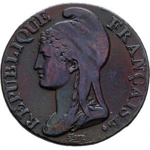 Francie, I.republika, 1793 - 1799, 5 Centimes, rok 4 (= 1795) A, Paříž, KM.635.1, měď,