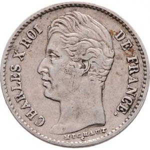 Francie, Karel X., 1824 - 1830, 1/4 Frank 1827 A, Paříž, KM.722.1 (Ag900), 1.222g,
