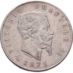 Itálie, Viktor Emanuel II., 1861 - 1878, 5 Lira 1871 M-BN, Milano, KM.8.3 (Ag900), 24.648g,