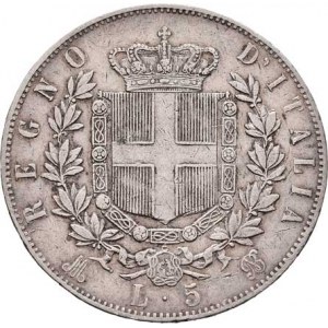 Itálie, Viktor Emanuel II., 1861 - 1878, 5 Lira 1873 M-BN, Milano, KM.8.3 (Ag900), 24.864g,