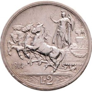 Itálie, Viktor Emanuel III., 1900 - 1946, 2 Lira 1914 R, Řím, KM.55 (Ag835), 9.971g, nep.hr.,