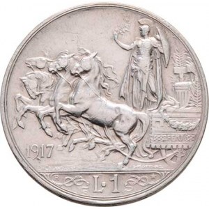 Itálie, Viktor Emanuel III., 1900 - 1946, Lira 1917 R, Řím, KM.57 (Ag835), 4.952g, nep.hr.,