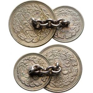 Nizozemí, Wilhelmina, 1890 - 1948, Manžetové knoflíčky vyrobené z mincí 2x 25 Cents,