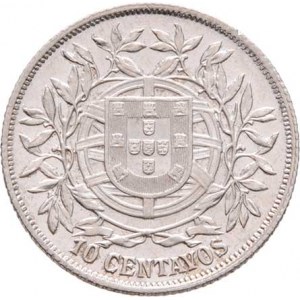 Portugalsko, republika, 1910 -, 10 Centavos 1915, KM.563 (Ag835), 2.529g, nep.hr.,